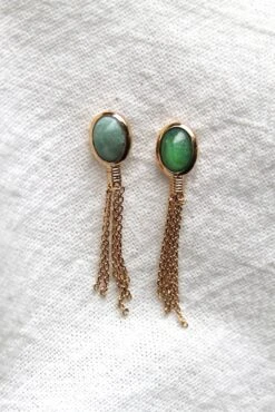 Boucles D'oreilles Pendantes Kuta - Plaqué Or Et Aventurine