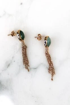 Boucles D'oreilles Pendantes Kuta - Plaqué Or Et Aventurine 7 Boucles D'oreilles Pendantes Kuta - Plaqué Or Et Aventurine -Absolème Absoleme boucles doreilles kuta aventurine3