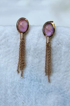 Boucles D'oreilles Pendantes Kuta - Plaqué Or Et Quartz Rose