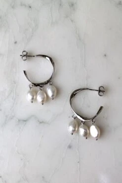 Créoles Maïna - Argent Massif Et Perles