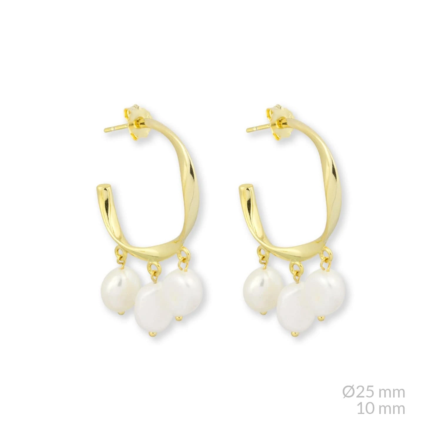 Créoles Maïna - Plaqué Or Et Perles 3 Créoles Maïna - Plaqué Or Et Perles – Image 3