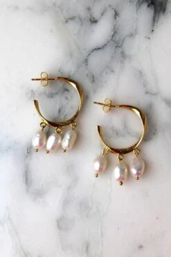 Créoles Maïna - Plaqué Or Et Perles