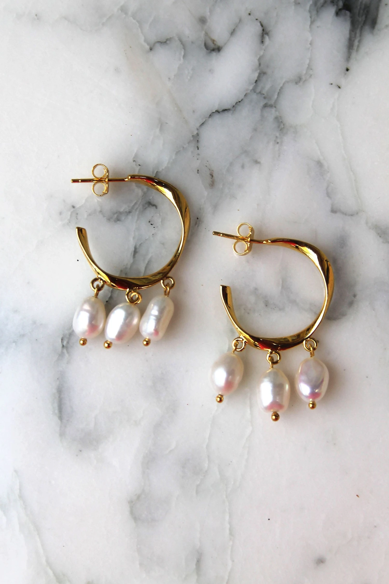 Créoles Maïna - Plaqué Or Et Perles 1 Créoles Maïna - Plaqué Or Et Perles