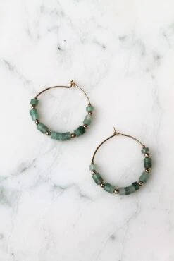 Créoles Oria - Plaqué Or Et Quartzite