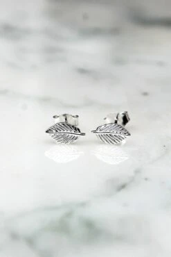 Puces D'oreilles Feuilles - Argent Massif