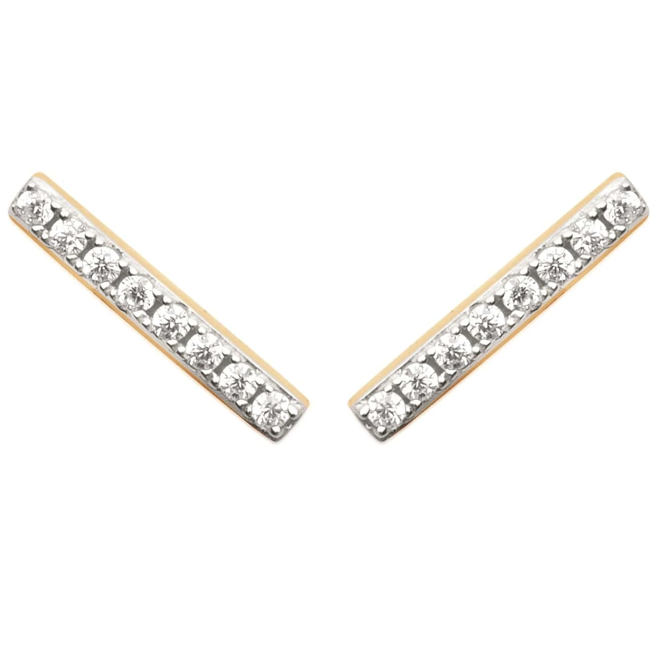 Puces D'oreilles Barrette Minimaliste - Plaqué Or Et Zirconiums 2 Puces D'oreilles Barrette Minimaliste - Plaqué Or Et Zirconiums – Image 2