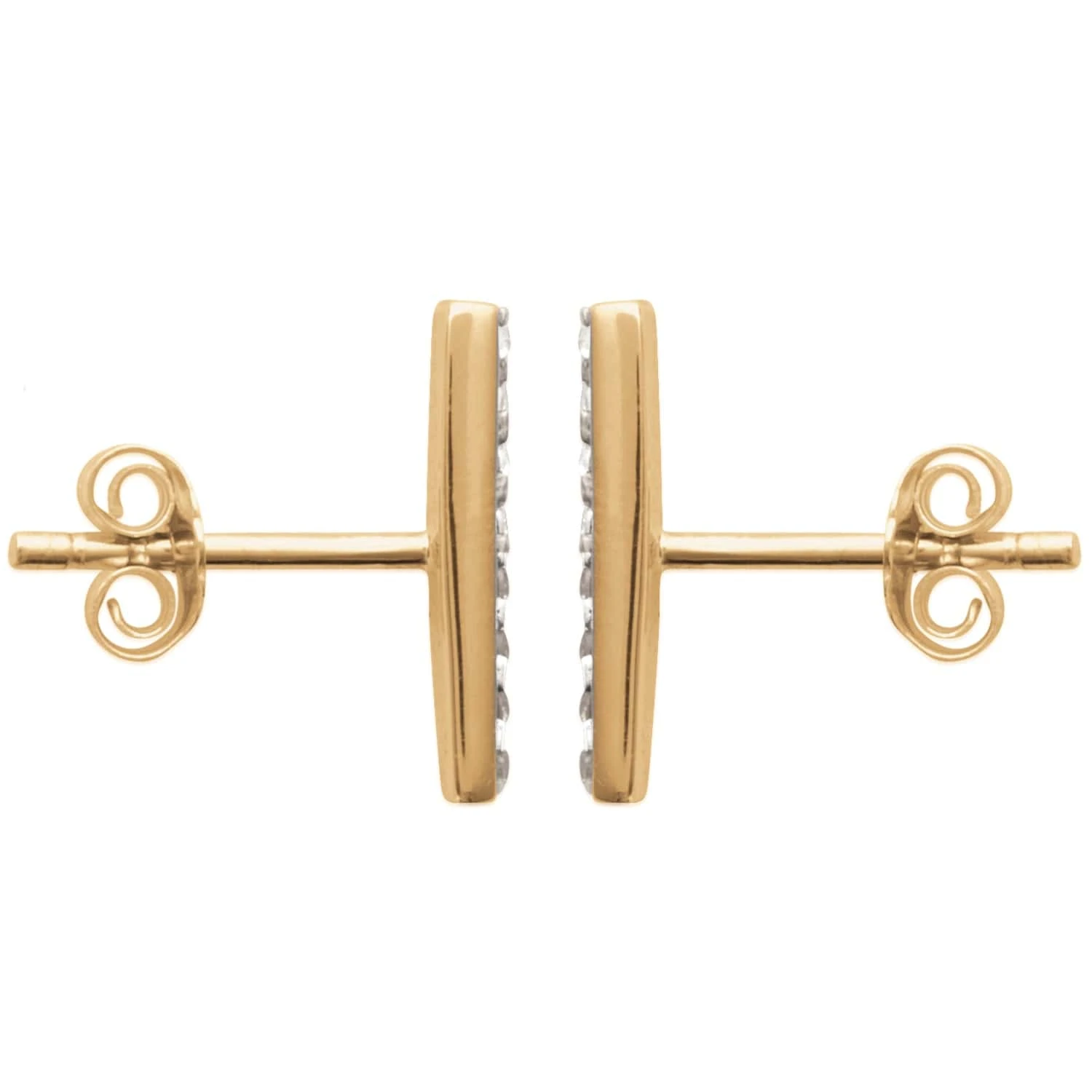 Puces D'oreilles Barrette Minimaliste - Plaqué Or Et Zirconiums 3 Puces D'oreilles Barrette Minimaliste - Plaqué Or Et Zirconiums – Image 3