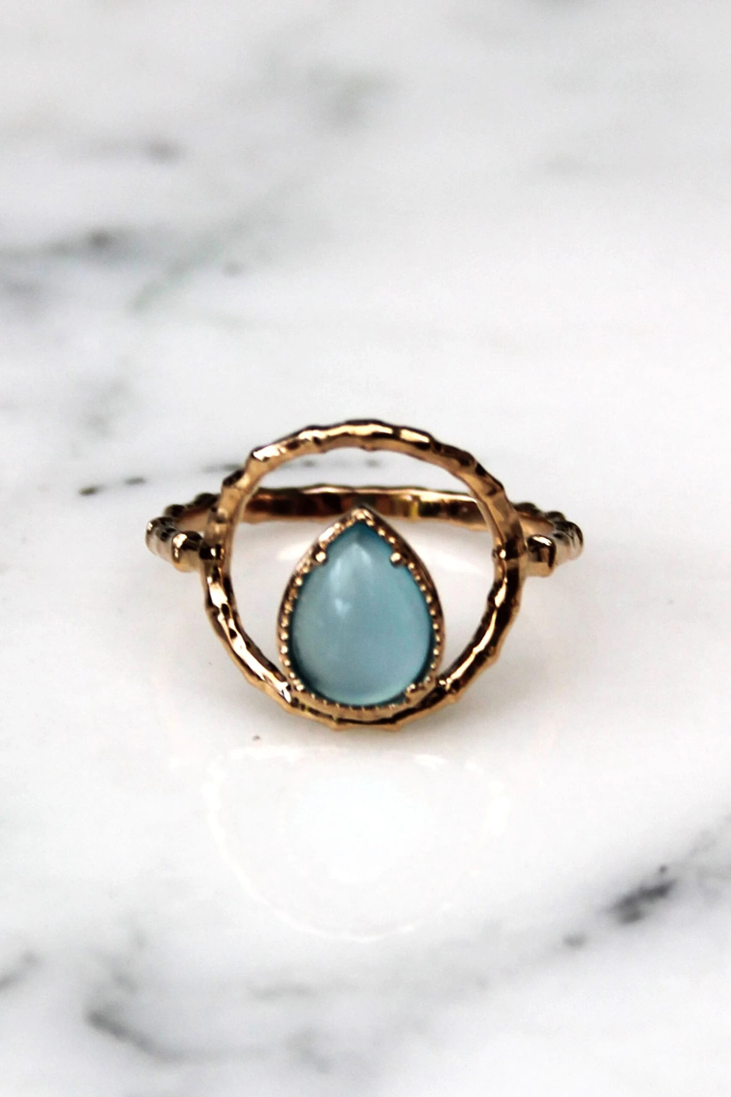 Bague Freya - Plaqué Or Et Agate Bleue 1 Bague Freya - Plaqué Or Et Agate Bleue