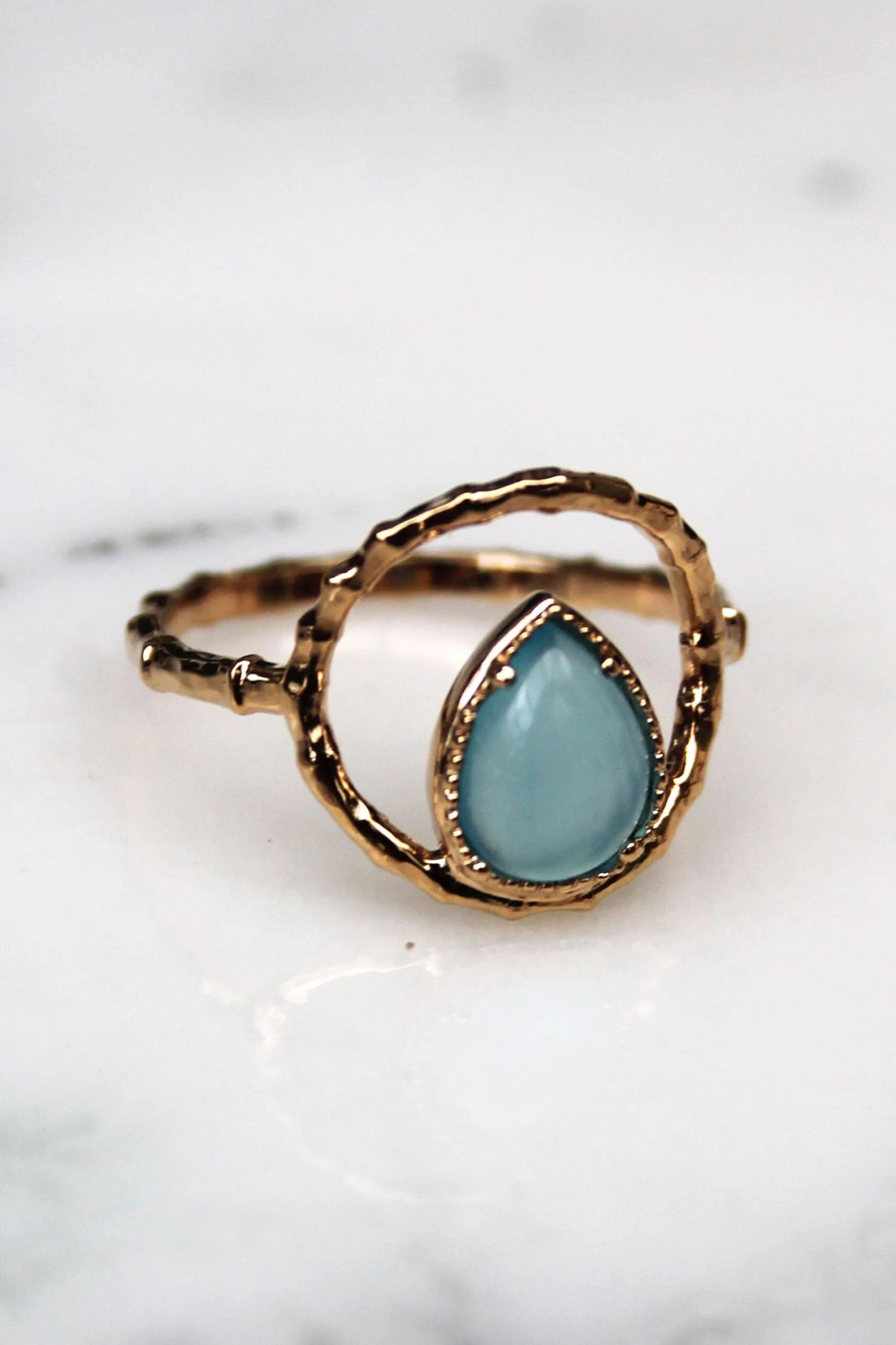 Bague Freya - Plaqué Or Et Agate Bleue 4 Bague Freya - Plaqué Or Et Agate Bleue – Image 4