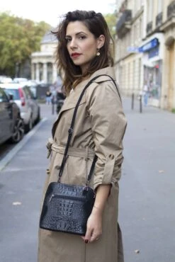 Carmen - Sac à Main En Cuir Noir Vintage