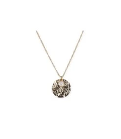 Collier Timo Grand Format - Plaqué Or -Absolème collier chaine pendentif rond froisse avec perle